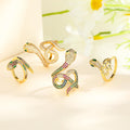 Hengdian Hip Hop Safari Wholesale Colorful Zircon 18K Gold Plated Animal Snake Rings Fashion Jewelry