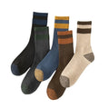 Autumn and Winter Men's Casual Cotton Socks Thickened Sole Terry Two-Color Contrast Disposable and Anti-Slip Medium Tube
