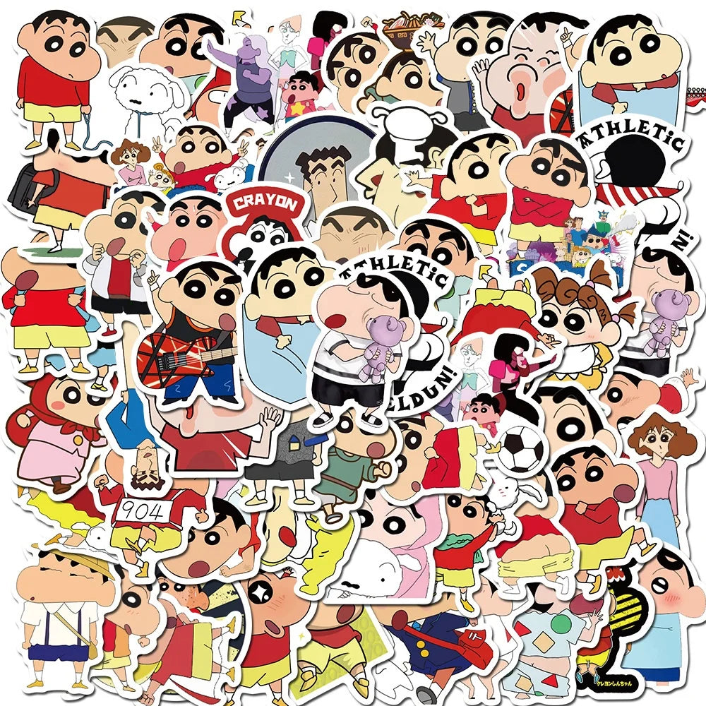50Pcs Crayon Shinchan Funny Japan Anime Sticker Children Kids Skateboard Fridge Wall Table Paper Decor Custom Stickers