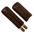 Factory Direct Sales Stock Portable Cigar Holder Travelling Brown Leather Case Cigar Humidor Cigar Barrel Case