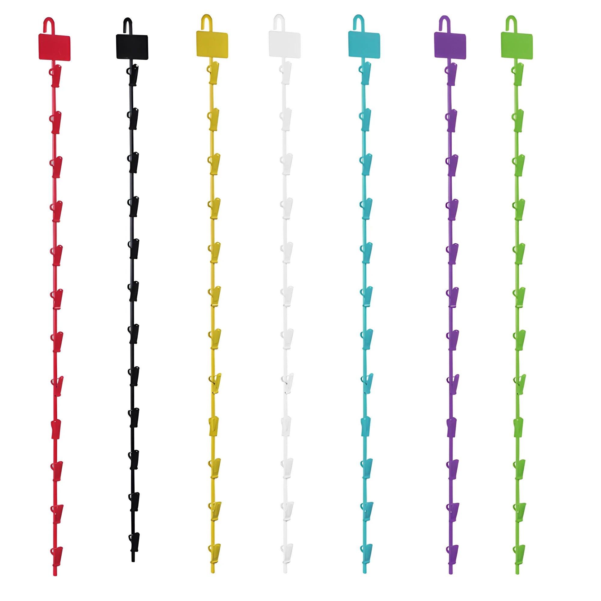 Supermarket Hot Sale White Black Metal Single Strip Hanging Display Clips Strips Rack With 12 Clips