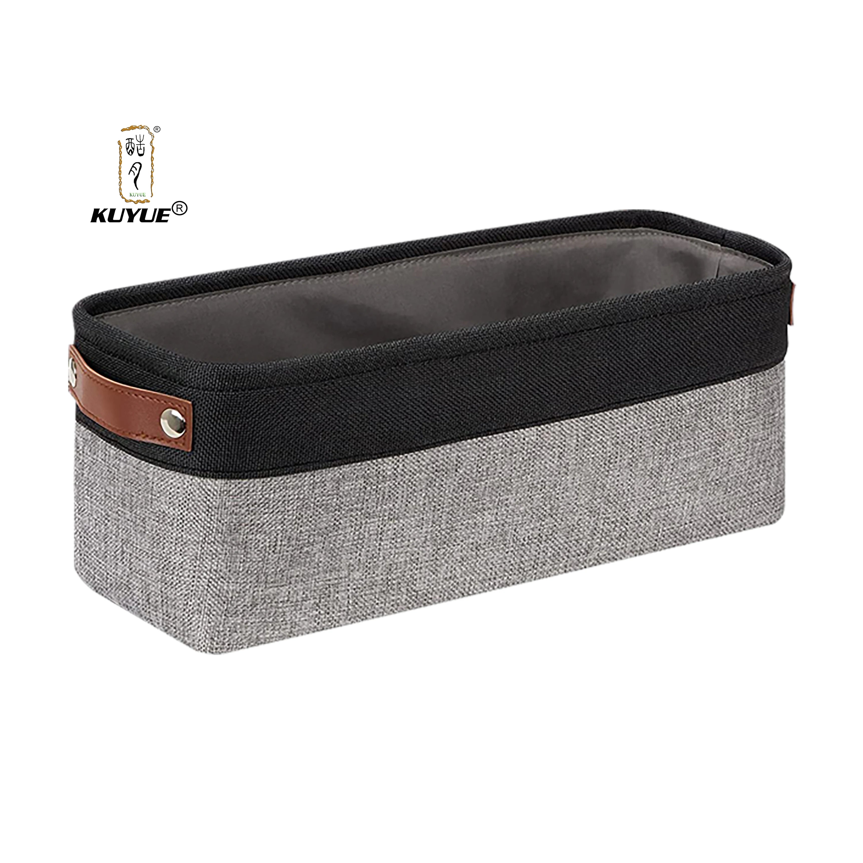 KUYUE 2-Pack Foldable Bathroom Storage Baskets Soft Cotton Fabric Empty Small Organizer Functional Design for Home Office Gifts