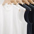 Men's Casual Sports Sleeveless Vest 100% Cotton Summer Top Breathable Knitted Weaving Heavy Weight Bottoming Inner T-Shirt