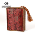 JD Chinese Style High Grade Retro Coffee+Red Vintage Jewelry Box Pendant Bracelet Tassel Box for Jewelry Storage