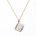 BINSHUO Wholesale Custom Stainless Steel Jewelry Gold Plating Hollow Heart Can Open Laser Carvable Book Pendant Choker Necklace