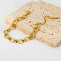 18K Gold Plated Waterproof Oval Link Chain Stainless Steel INS 2-in-1 Bracelet Necklace Jewelry