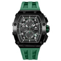 Luxury Men's Tonneau Chronograph Wrist Watch SEIKO Quartz Movement 18mm Sapphire Crystal Stainless Steel Case 5BAR Water