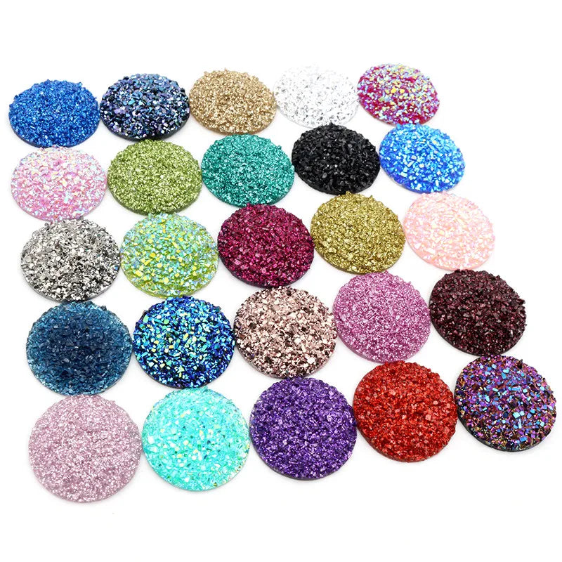 10pcs 20mm 25mm Mixed Colors Natural Ore Style Flatback Resin Cabochons for Bracelet Earrings Accessories