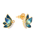 QX Custom OEM 925 Silver 18k Gold Plated Fine Fashion Jewelry Girls Luxury Zircon Dark Green Butterfly Screw Women Earrings