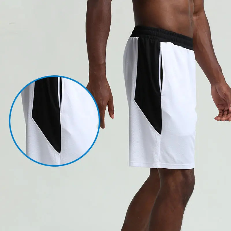 Mens Loose Fit Breathable Athletic Running Shorts Quick Dry Polyester Basketball Workout Gym Sports Shorts With Pockets