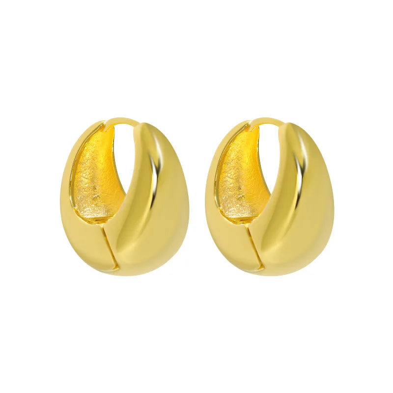 YHE0382 18k Gold Plated  Huggie Earrings 925 Sterling Silver U Shape Hollow Gold Chunky Hoop Earring for Women