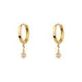 Minimalist 9K 14K 18K Solid Gold CZ Natural Diamond Bezel Drop Earring Jewelry