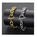 DAIHE European and American Stainless Steel Chunky Chain Bracelet Hip-hop 18k Gold Plated Chains OT Buckle Bracelet for Men