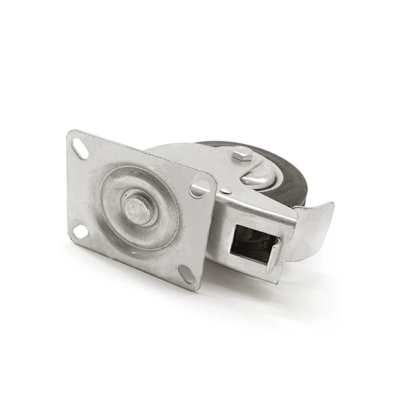 China Manufacturer 7193 100mm Wheel Plate Size 80*60mm Industrial Flange Mount Casters  Swivel Rubber Caster Wheels
