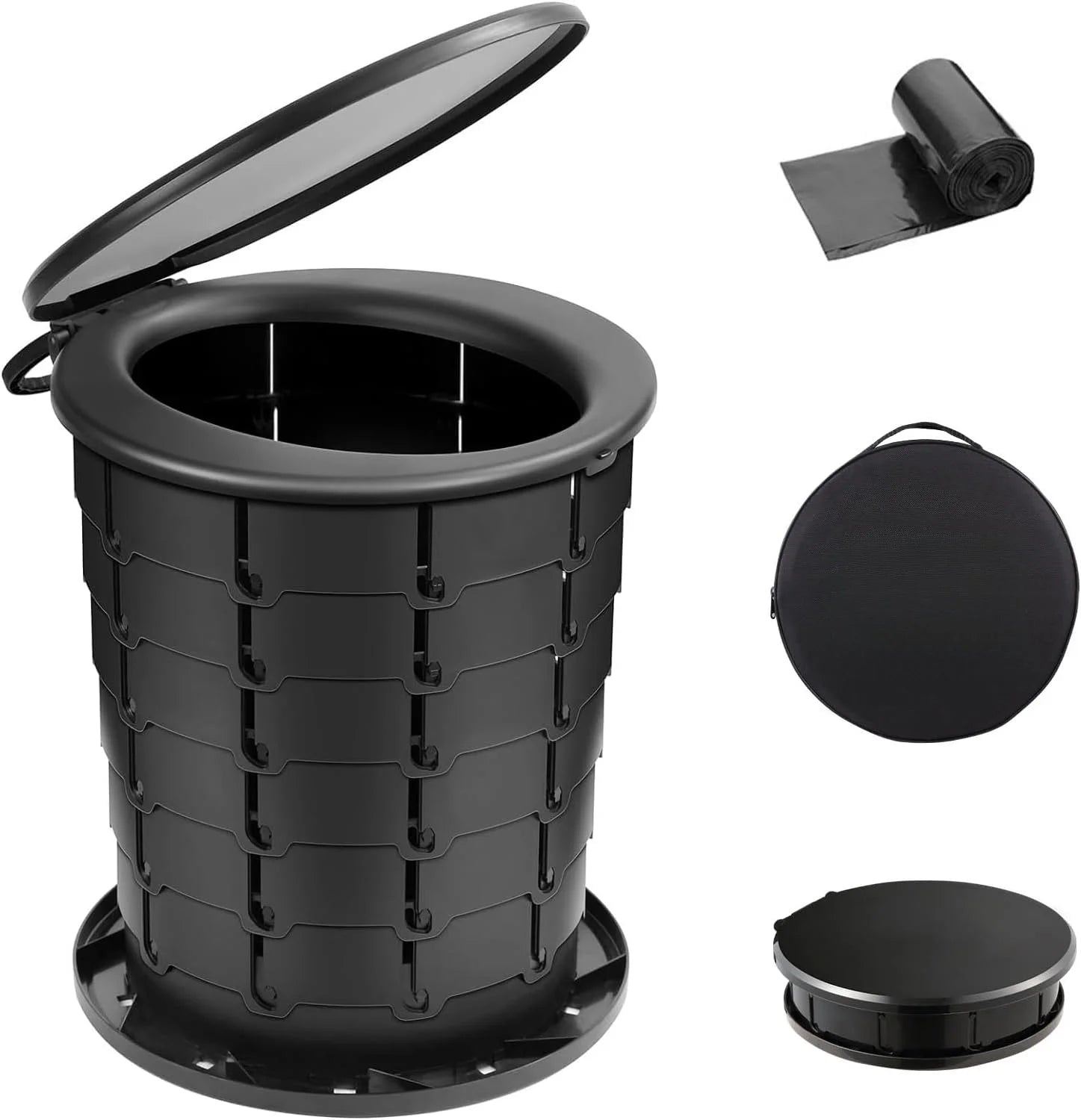 Retractable Portable One Piece Toilet Travel Adjustable Height Camping Toilet Potty Foldable P-trap PP Water-Saving Outdoor