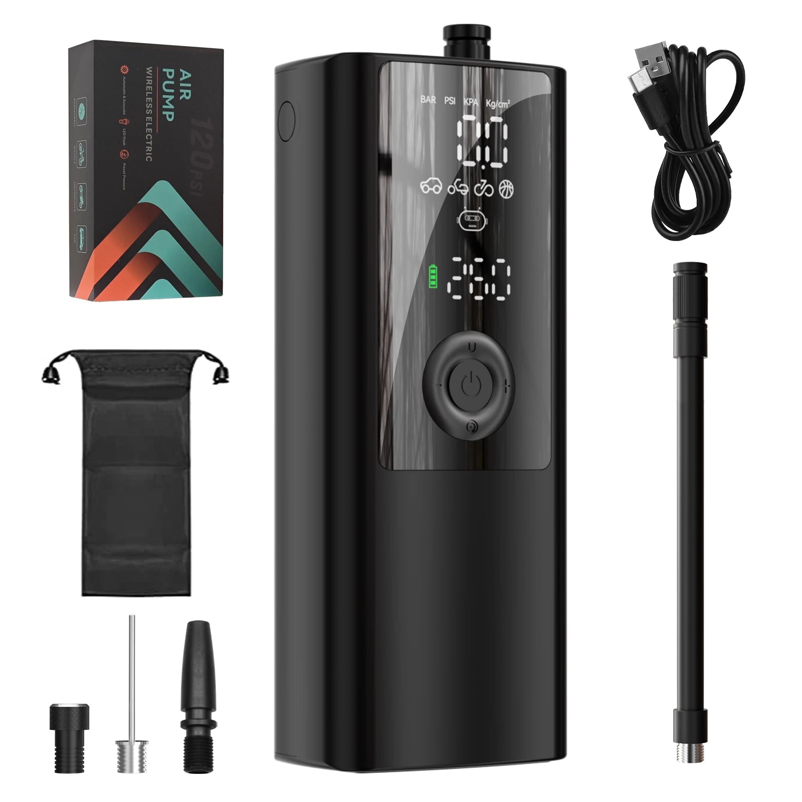 2024 Factory Cheap Price Wireless Electric Portable Rechargeable Car Air Compressor Pump Digital Tire Inflator 12V ABS Universal