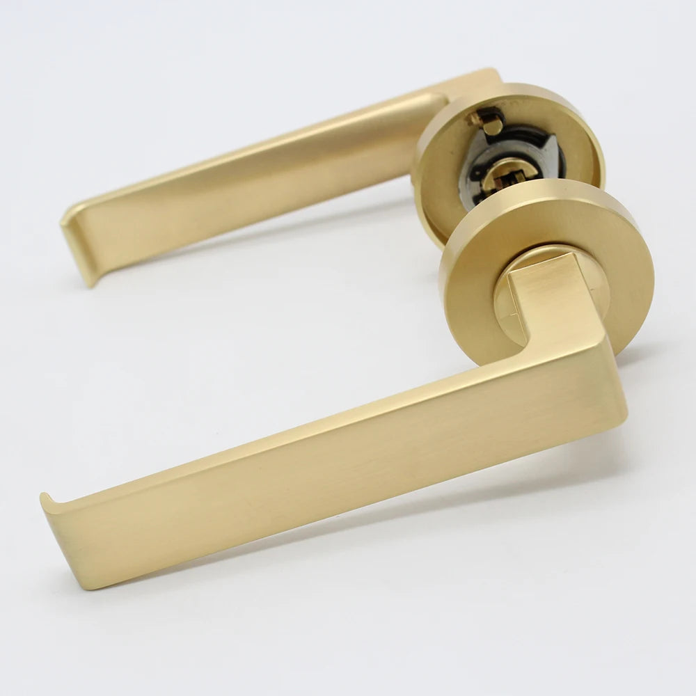 New Arrival Zinc Alloy Brushed Gold Door Lever Handle Split Lock Accessories