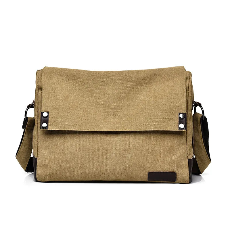 Cross-border New Arrival Men's Canvas Shoulder Bag Korean Style Large Capacity Casual Handbag
