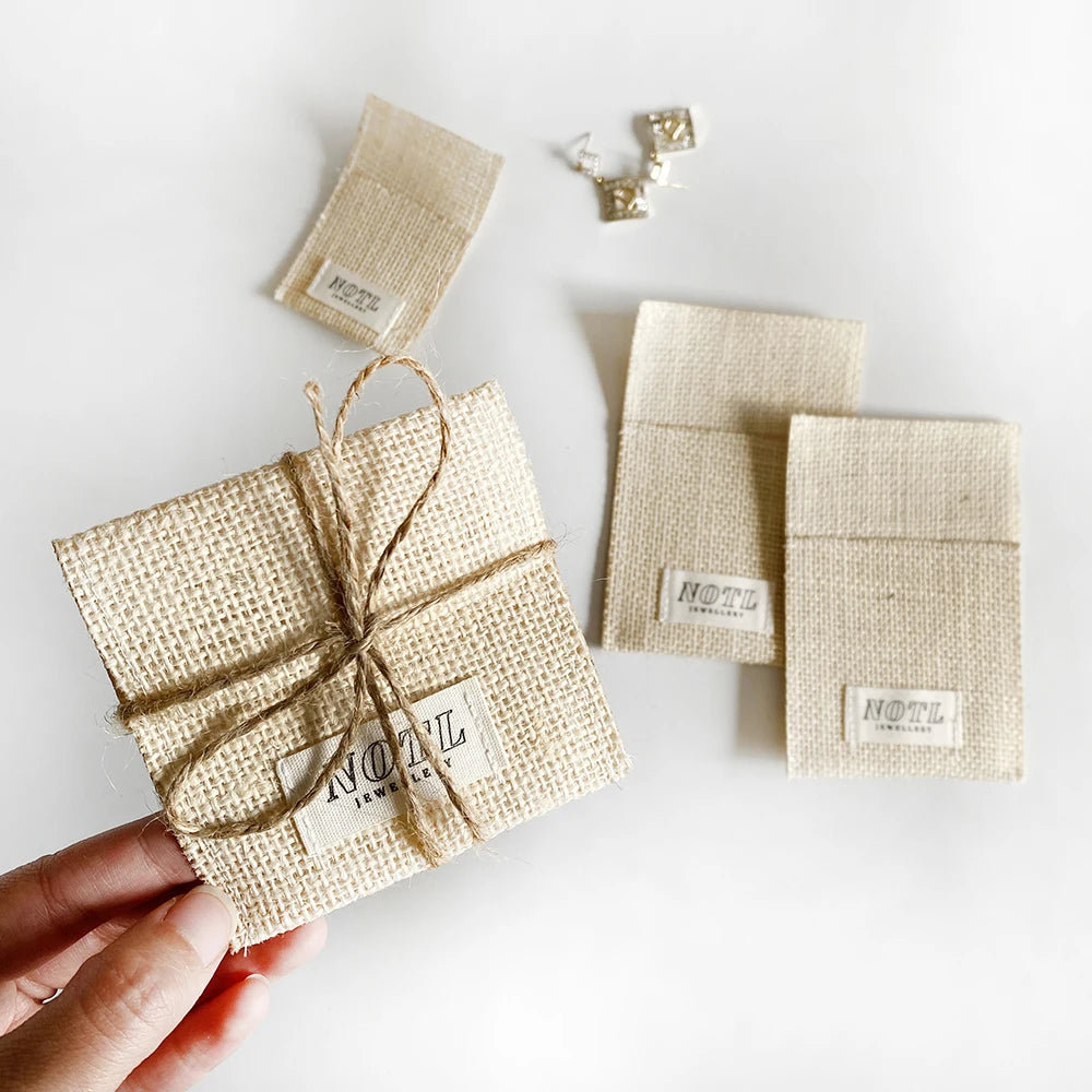 Custom Jute Flap Bag Envelope Gemstone Bags Burlap Envelope Pouch Rings Pouches for Anniversary Gifts
