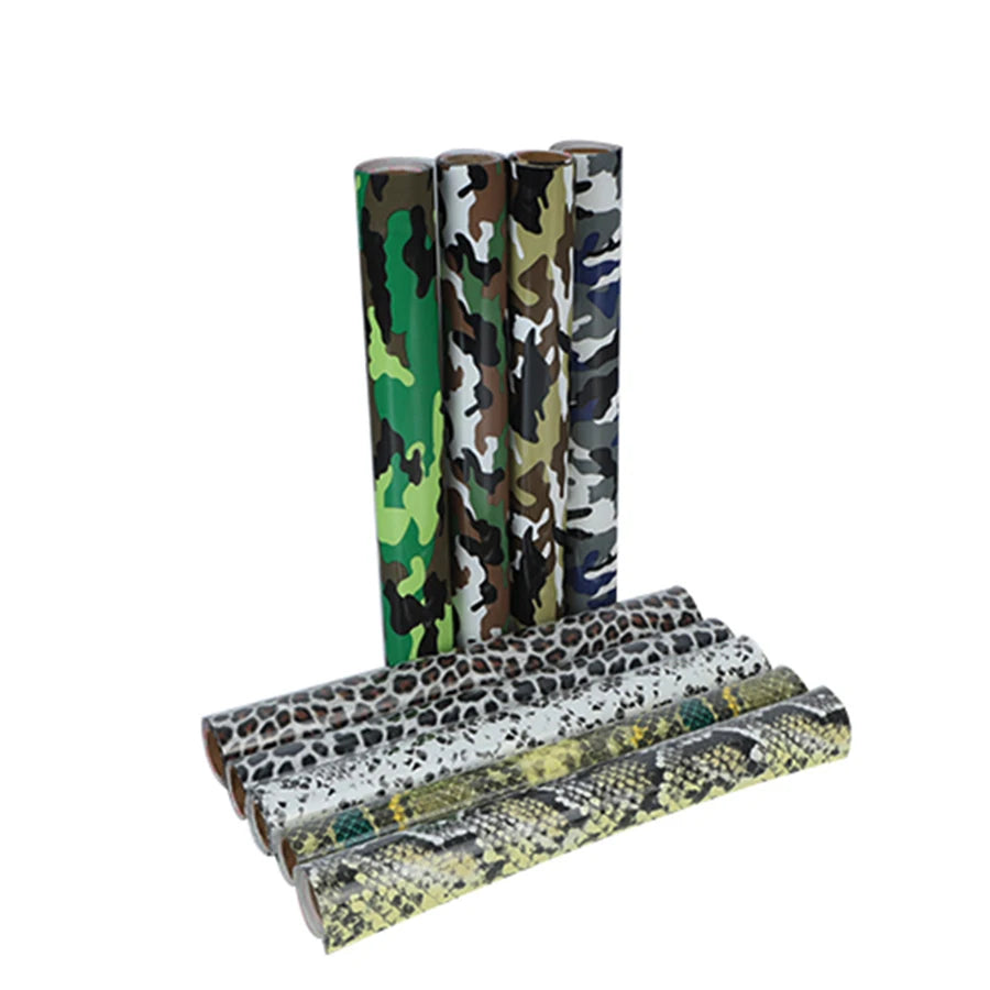 Guangyintong Pu Leopard Pattern Soft HTV Iron on Cloth Self Layering Glitter Htv Camouflage Iron on Vinyl