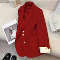 2024 New Women Blazer Coat V-neck Lapel Collar Buttons Pockets Suit Jacket Lady Fashion Spring Autumn Formal Coat