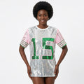 Number 15 Soccer Baseball Sequin Jersey Top Bling Casual Oversized Party Stage Performance Dance Hip Hop Sequin T-shirt Women