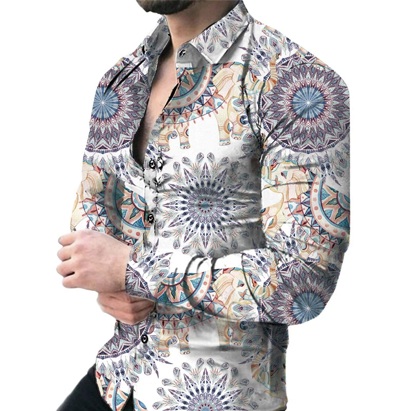 New Stylish Spring Summer Casual Full Sleeve Digital Printed Shirt for Men Single Breasted
