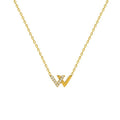 Fashionable Minimalist Initial Alphabet Gold Jewelry Necklace Women Stainless Steel Zircon Diamond Letter W Pendant Necklace
