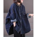 Boutique Wholesale 2026 Autumn New Retro Casual Lazy Style Loose Denim Patchwork Women's Shirts