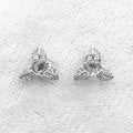 Sterling Silver 4*4mm Semi Mount Stud Earrings Empty Support Blank Claws Setting S925 Base Without Center Stone for DIY Inlay