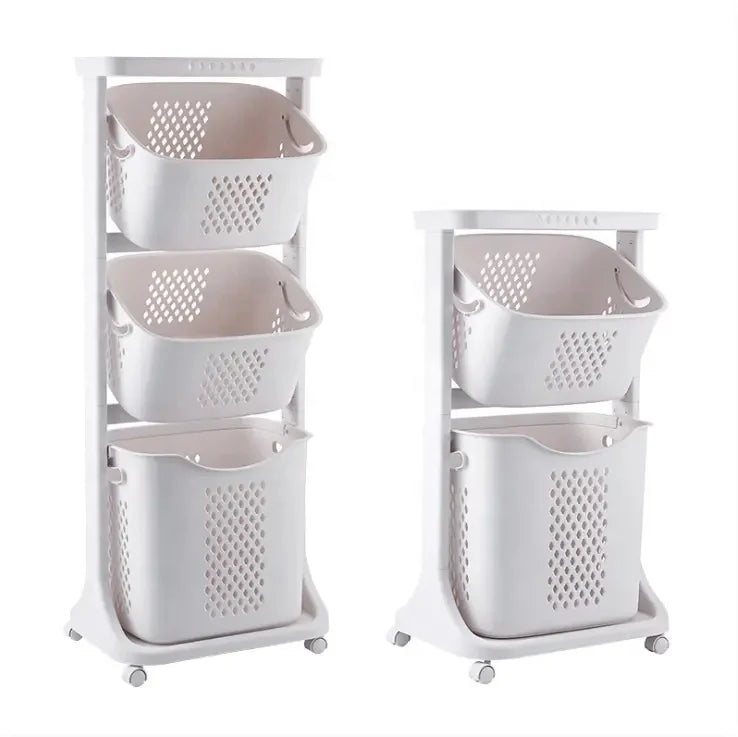 Multilayer Household Japanese Style Dirty Clothes Basket Bathroom Dirty Clothes Basket Multi Layer Plastic Storage Basket