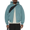 OEM 500gms French Terry Double Zip Oversized Hoodie Solid Color Cropped Drop Shoulder Double Layer 100% Cotton Winter Men