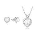 QX Custom OEM Christmas Heart Earrings Luxury Women 925 Sterling Silver Pearl Fine Jewelry Set