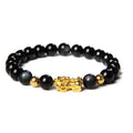 Feng Shui Bracelet Luck Wealth Buddha Black Obsidian Stone Beaded Bracelet Gold Charm Pixiu Bracelet for Men Women Jewelry