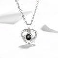 Personalized 100 Languages I Love You Heart Photo Projection Necklace