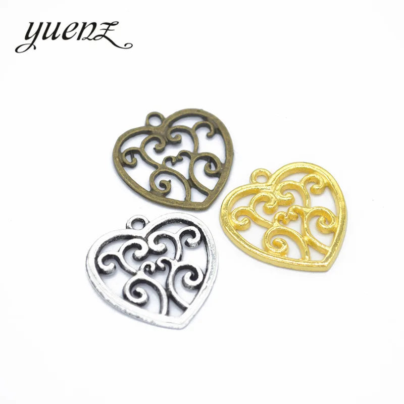 YuenZ 3 Colour Antique Silver Color Heart Charm Fit for Bracelets Necklace DIY Metal Jewelry Making 22*21mm A22