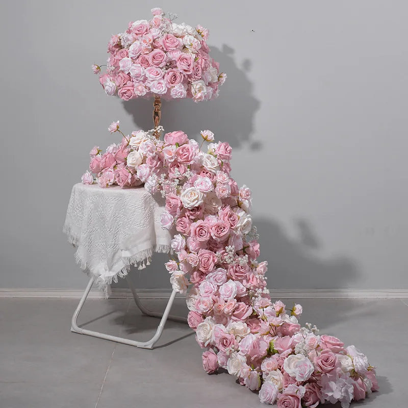 S055 Pink Centerpiece Flowers Wedding Decoration Table Centerpieces Silk pink Rose Artificial Flower Balls Heart Flower Arch