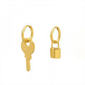 Personalized Three Dimensional Stainless Steel 18k Gold Earrings Earrings Lock Key Dangle Earrings