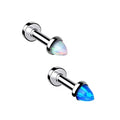 G23 Titanium Internally Threaded Spike Opal Flat Back Labret Stud Tragus Helix Lip Rings Earring