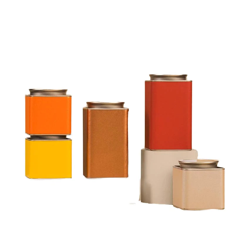 Wholesale Square Metal Tea Tin Can Cylinder Airtight Coffee Empty Tin Can Offset Printing Tin Plate for Food Tea Cookie