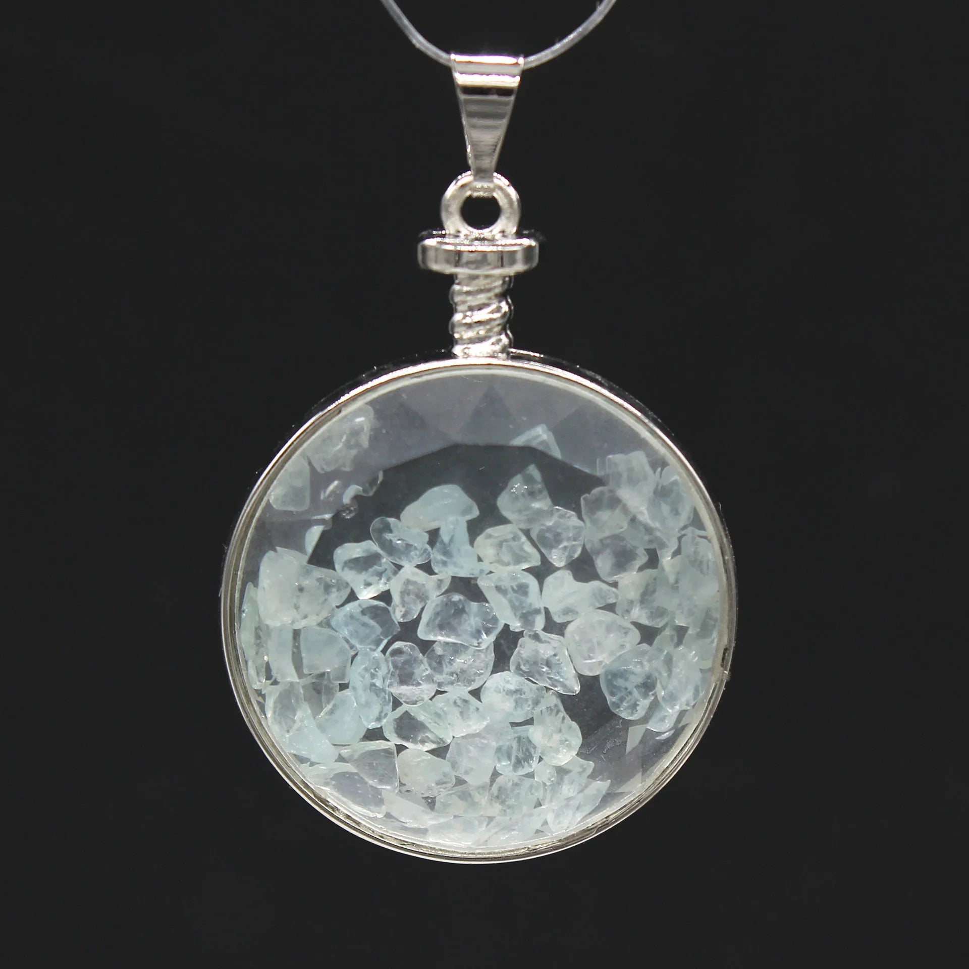 Hongzhuo Fashion Gemstone Memory Locket/wholesale Round Locket with clear Quartz Gemstone Pendant Jewelry