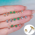 Wholesale Small Cute Ear Bone Studs Stainless Steel Rod Earrings Beautiful Artificial Jade Earrings for Women Girls