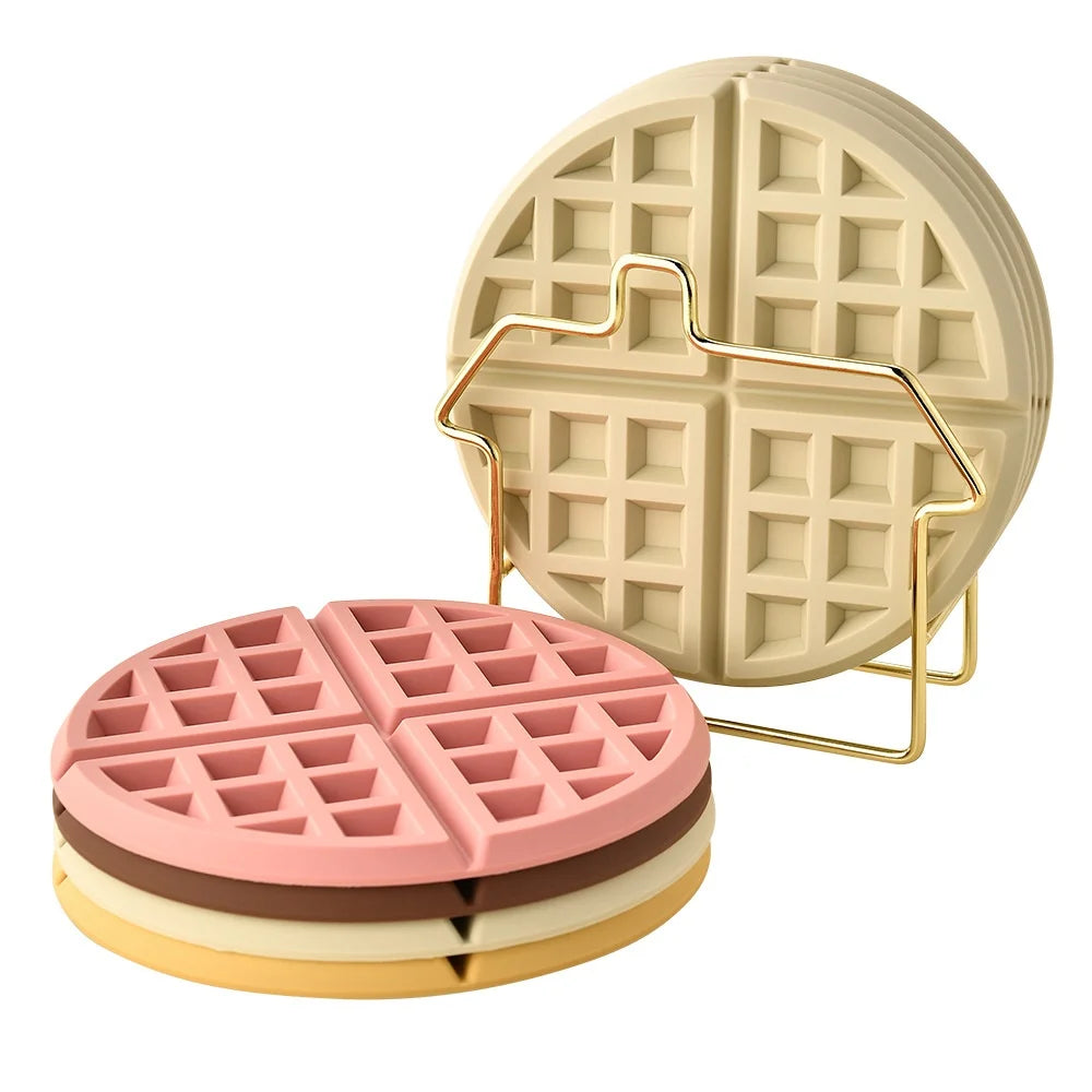 Light Luxury Double-Sided Silicone Waffle Pattern Reusable 1.5mm Thick 10-inch Anti-Scald Table Heat Insulation Mats Pads