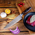 Professional 2-Piece 3Cr13 Stainless Steel Hammered Pattern Kitchen Knife Set Pakka Wood Handles Ambidextrous Design Includes