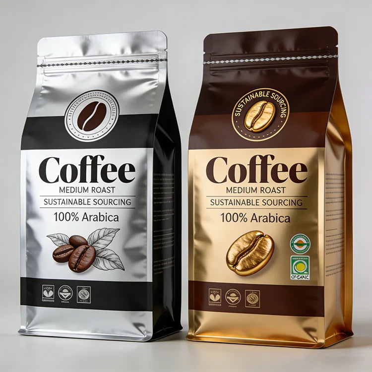 Stand up Pouch Coffee Bag Packaging Cold Coffee Zipper Bags with Valve CPP Plastic for Food Packaging