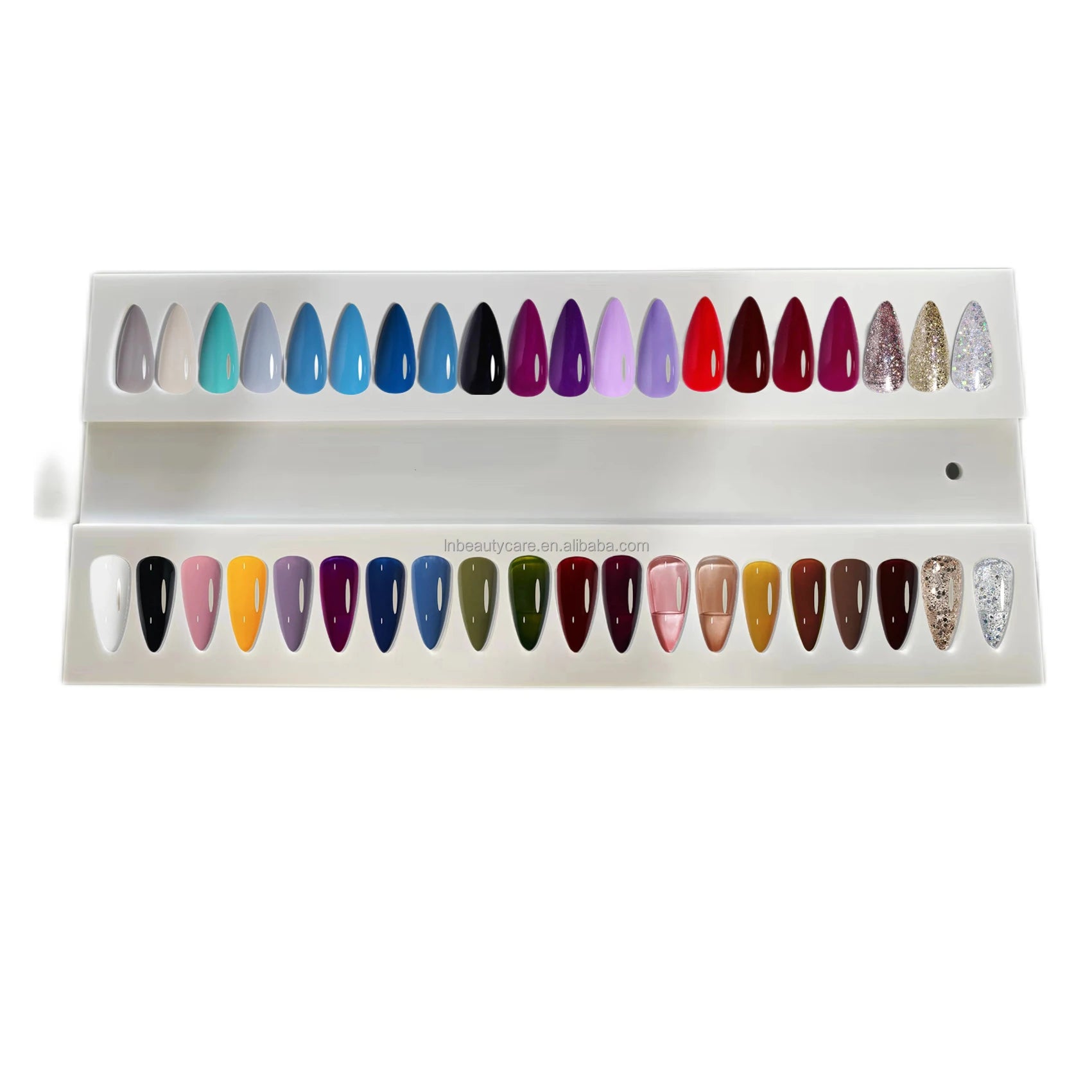 Nailprof Model LNCC-001 40 Tips White Clear 120x280mm Practice Color Chart Acrylic Nail Gel Color Display Polish Palette Chain