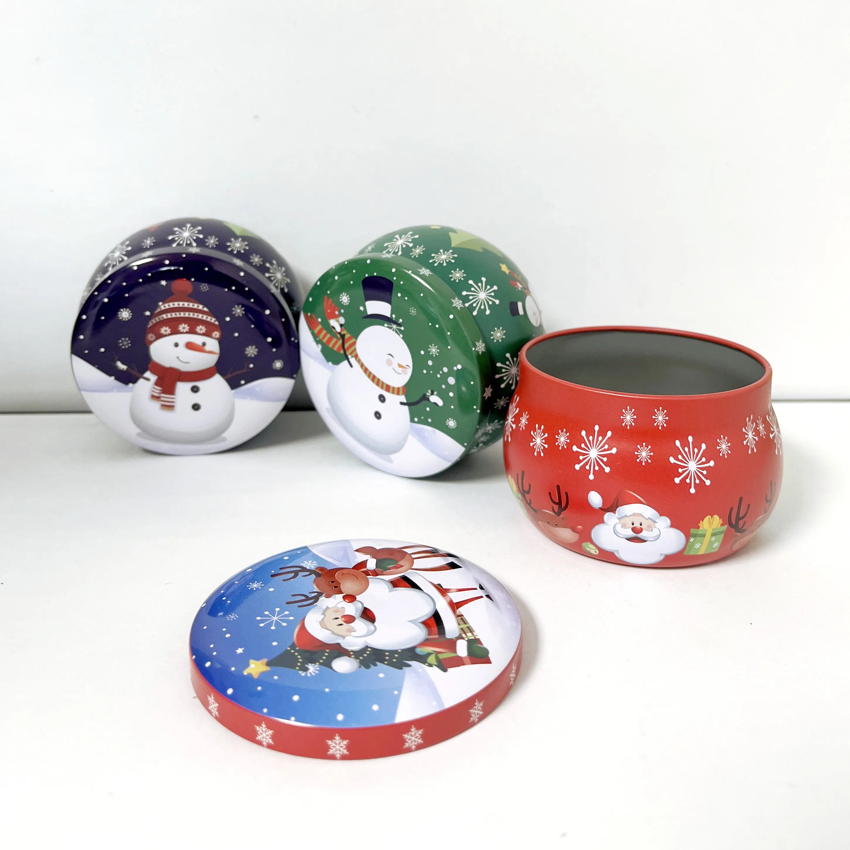 2022 Chocolate Santa Snowman Tiny Tin  Creative Cookies Candy Tin Christmas Candle Tin DIY2.5oz 4.2oz 5oz