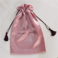Chuanghua Wholesale Customize Luxury Rose Gold Pink Silk Satin Drawstring Pouch Matt Satin Gift Packaging Pouch Tassel Bag