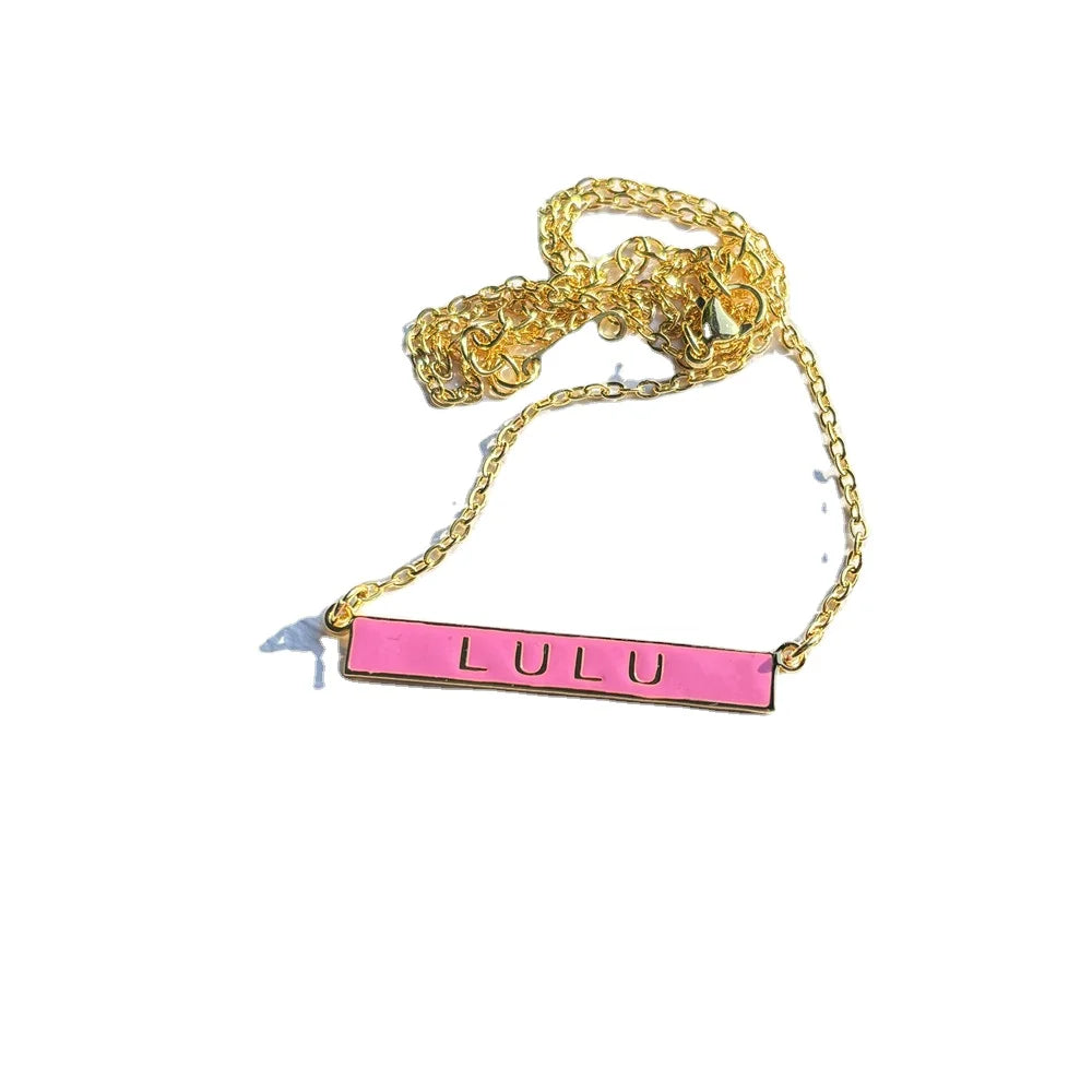 Qiuhan Stainless Steel Color Enamel Cute Custom Name Necklace for Women