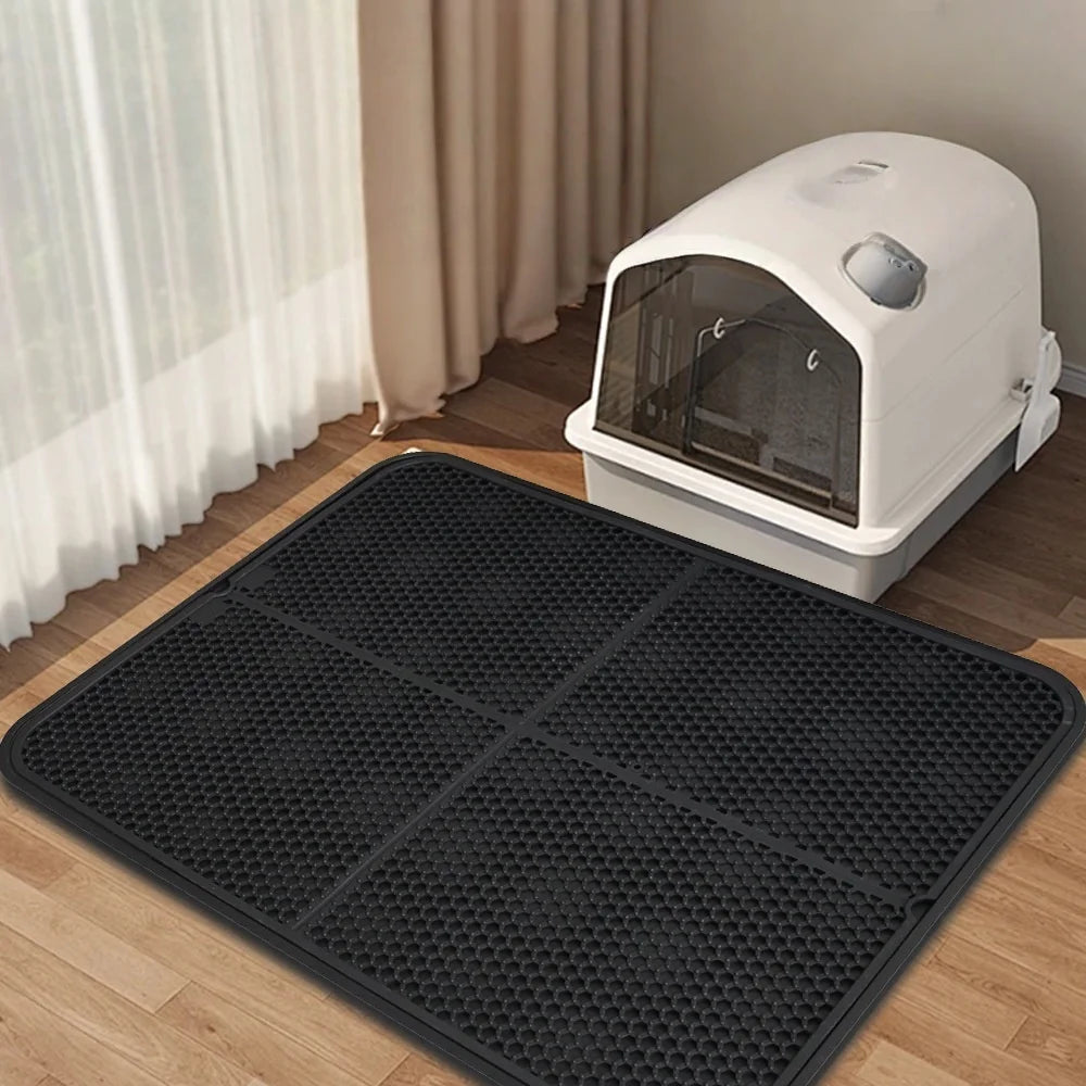 USMILEPET Cat Litter Box Mat Cat Mat for Litter Box Waterproof Litter Trapping Mat Waterproof Silicone Pad for Floor
